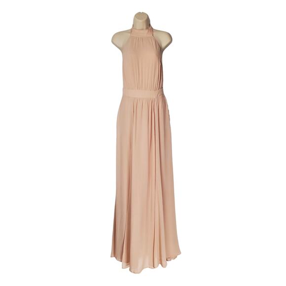 Reformation Andee Halter Open Back Maxi Dress Champagne Blush Cream Size 6 New - Picture 2 of 13